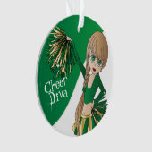 📣 fille verte, or et Pom-pom girl blanche (devant)