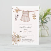 Fille Vêtements bébé Boho Baby shower Invitation (Debout devant)
