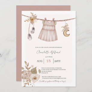 Fille Vêtements bébé Boho Baby shower Invitation