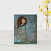 Fille vide d'art populaire de carte pour notes (Fleur jaune)