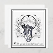 Fille vintage de lecture, invitations (Devant / Derrière)