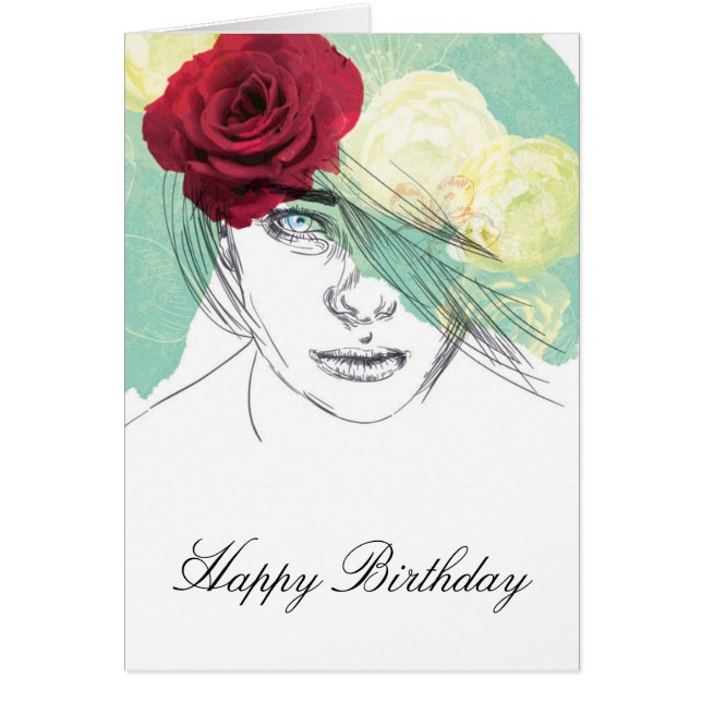 Fille vintage illustration anniversaire (Devant)