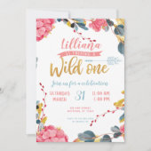 Fille Wild One Boho Floral Premier Invitation d'an (Devant)