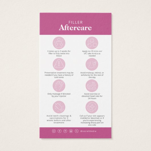 Filler Injections Aftercare Card Do Don't (Dos)