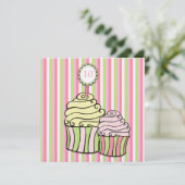 Filles 10e anniversaire Cupcake Invitation de la f (Debout devant)