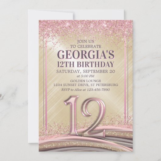 Filles 12e anniversaire Invitation (Devant)