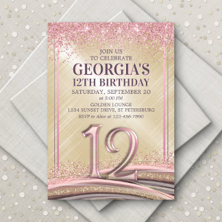 Filles 12e anniversaire Invitation