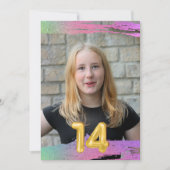 Filles 14e anniversaire Balloon Invitation photo (Devant)