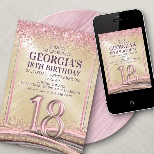 Filles 18e anniversaire Invitation