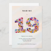 Filles 19e anniversaire Invitation Dix-neuf fêtes (Devant / Derrière)