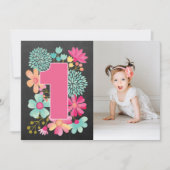 Filles 1er Anniversaire Jolie Numéro 1 Invitation (Devant)