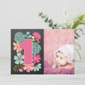 Filles 1er anniversaire Numéro 1 Invitation photo (Debout devant)