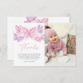 Filles 1er anniversaire papillon photo Carte de re (Devant / Derrière)
