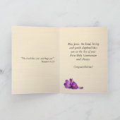 Filles 1ère communion Carte eucharistique Verse à  (Intérieur)