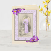 Filles 1ère communion Carte eucharistique Verse à  (Fleur jaune)