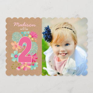 Filles 2e anniversaire Numéro de fête Invitation p