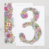 Filles 3e anniversaire fête Invitation personnalis (Devant / Derrière)