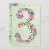 Filles 3e anniversaire fête Invitation personnalis (Devant / Derrière)