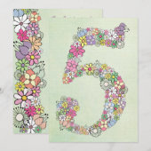 Filles 5e anniversaire fête Invitation personnalis (Devant / Derrière)