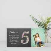 Filles 5e anniversaire Floral Merci Carte photo (Debout devant)