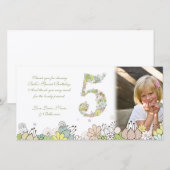 Filles 5e anniversaire Merci de fleurs neutres (Devant / Derrière)