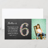 Filles 6e anniversaire Floral Merci Carte photo (Devant / Derrière)