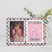 Filles 6e anniversaire Invitation de fête (Debout devant)