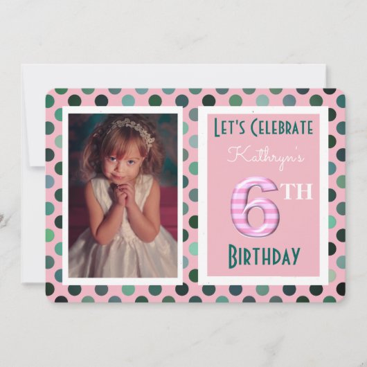 Filles 6e anniversaire Invitation de fête (Devant)