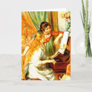 Filles à la carte de voeux de piano