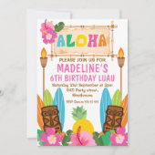 Filles Aloha Luau Invitation Anniversaire (Devant)