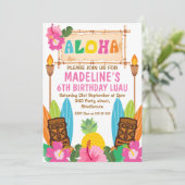 Filles Aloha Luau Invitation Anniversaire (Debout devant)