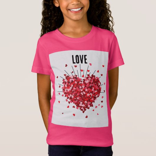 Filles Amour Heart Ray Custom T-Shirt (Devant)