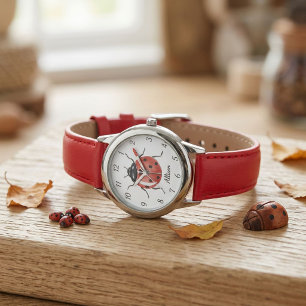 Filles amusantes Montre enfant coccinelle rouge