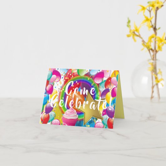 Filles Anniversaire Balloons Invitation (Fleur jaune)