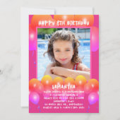 Filles Anniversaire Fête Ballons Invitation (Devant)