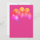 Filles Anniversaire Fête Ballons Invitation (Dos)