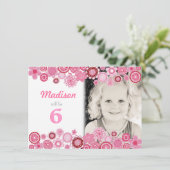 Filles Anniversaire Pink Party Carte photo d'invit (Debout devant)