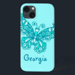 Filles appelées coque ipad de papillon vert aqua<br><div class="desc">Coque ipad papillon girlie unique,  lumineux et coloré "votre nom". Le coque dit : Géorgie ou personnalisez ce coque avec le nom de votre choix.</div>