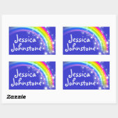 Filles arc-en-ciel nom bleu id étiquette autocolla (Feuille)