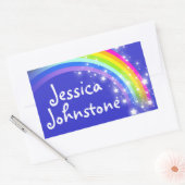 Filles arc-en-ciel nom bleu id étiquette autocolla (Enveloppe)