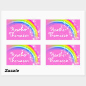 Filles arc-en-ciel nom rose id étiquette autocolla (Feuille)