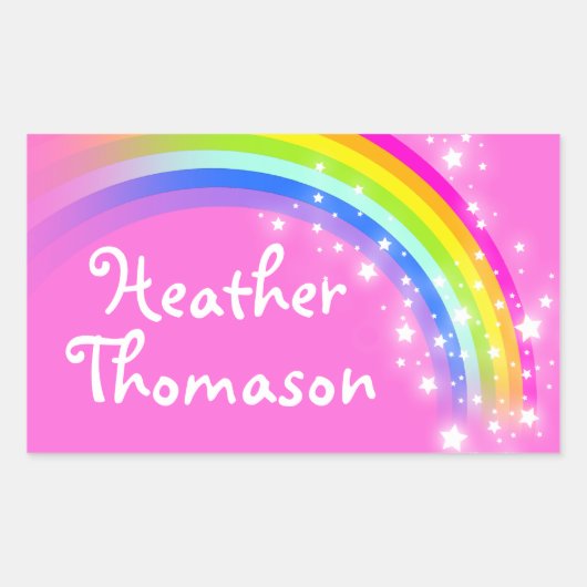 Filles arc-en-ciel nom rose id étiquette autocolla (Devant)