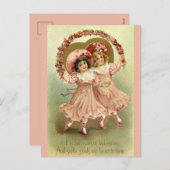 Filles avec fleurs - Carte postale Victorienne Val (Devant / Derrière)