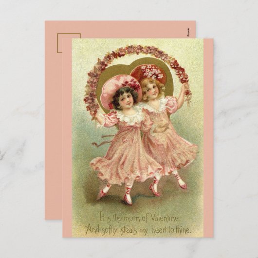 Filles avec fleurs - Carte postale Victorienne Val (Devant / Derrière)