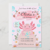 Filles Axolotl Rose mignonne Invitation de fête d' (Devant)