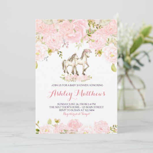 Filles Baby-cheval Baby-Douche Invitations (Debout devant)