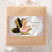 Filles Baby shower d'or rose Étiquettes bouteille (En situation)