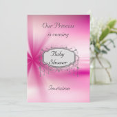 Filles Baby shower Party Pink Silver Invitation (Debout devant)