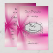 Filles Baby shower Party Pink Silver Invitation (Devant / Derrière)