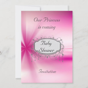 Filles Baby shower Party Pink Silver Invitation